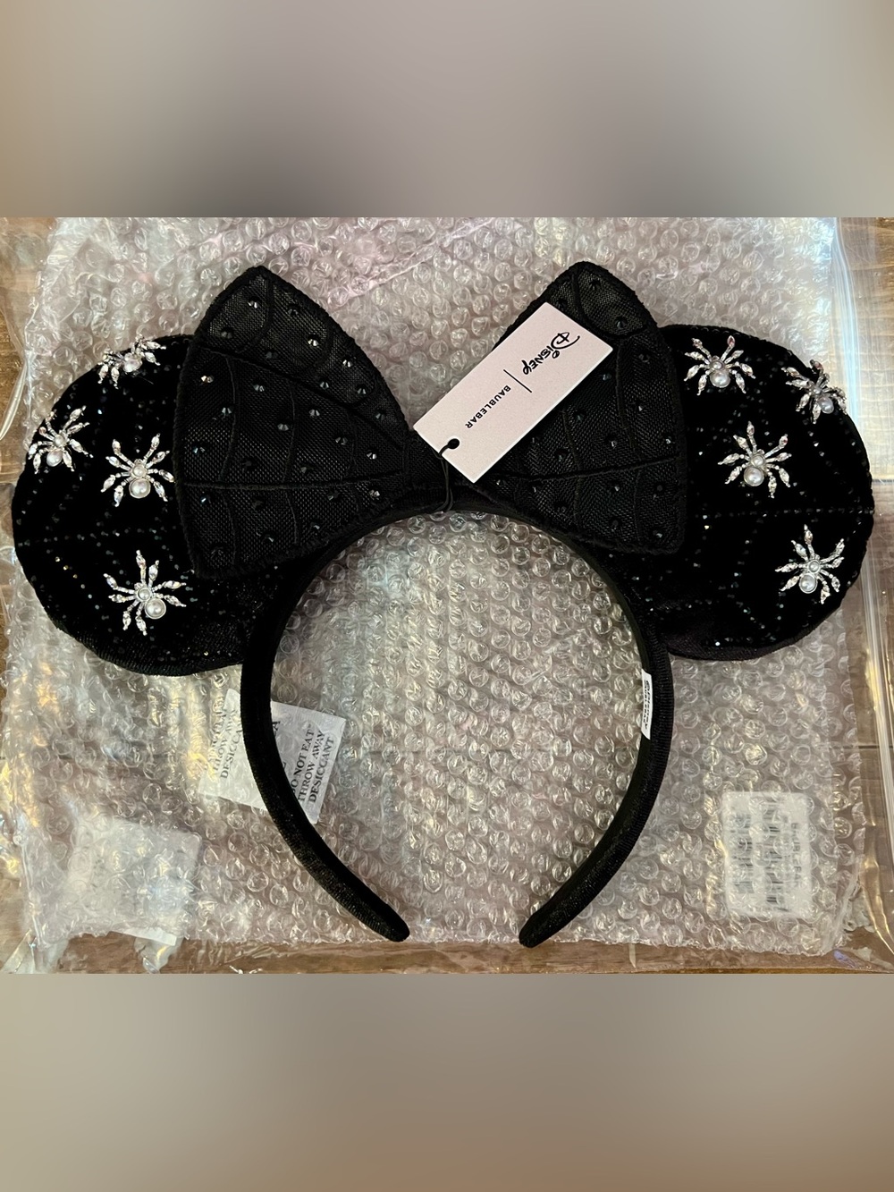 2026 Baublebar Spider Disney Black Sequin Bow Ear Headband